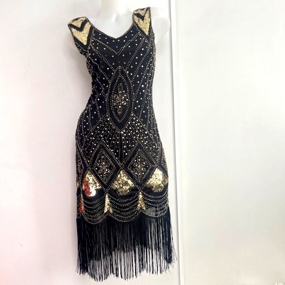 flapper 20s Dress Set Halloween cosplay Costume Size Medium - Picture 2 of 10